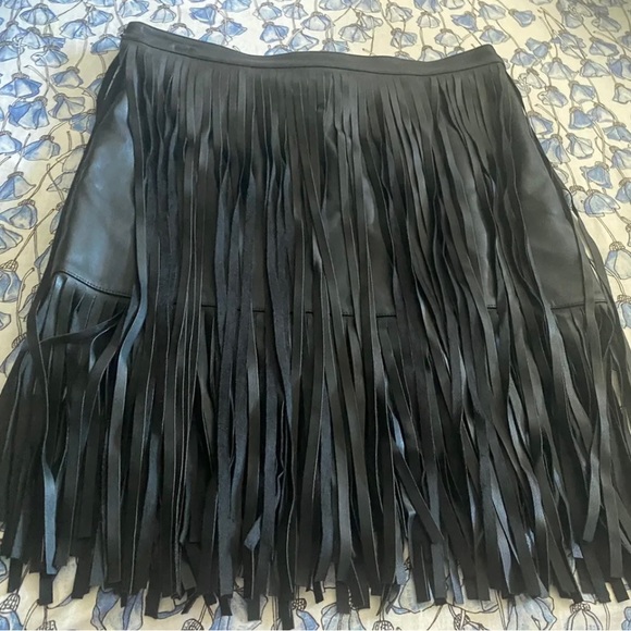 N:Philanthropy Women Black Faux Leather Fringe Skirt M new with tags - Picture 2 of 6
